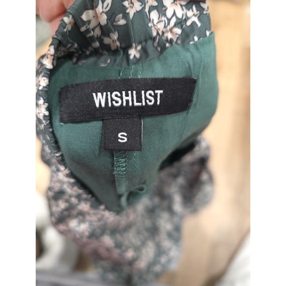 Wishlist Women's Floral Print Wrap Maxi Skirt S Small Green Cream Slit High Low - Picture 6 of 12